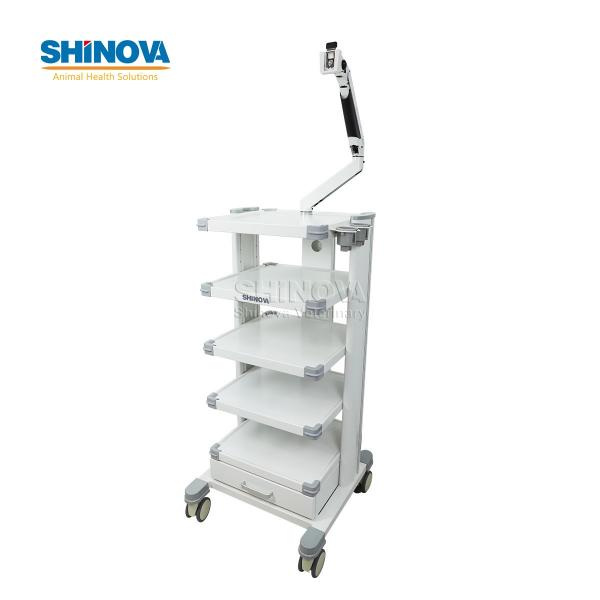 Endoscopy Trolley for Veterinary Laparoscopy System with Adjustable Monitor Arm