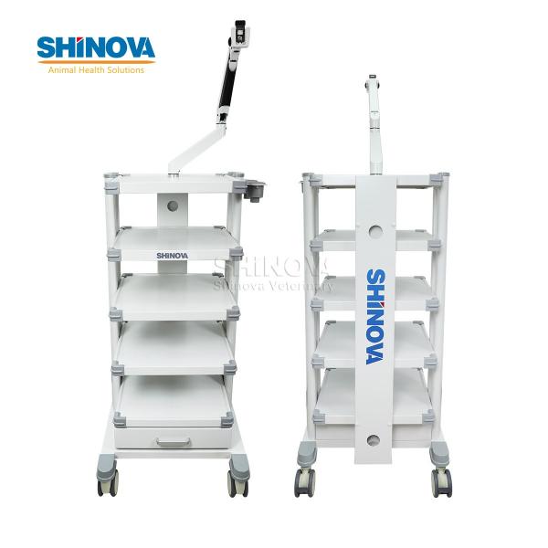 Endoscopy Trolley for Veterinary Laparoscopy System with Adjustable Monitor Arm