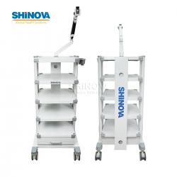 Endoscopy Trolley for Veterinary Laparoscopy System with Adjustable Monitor Arm